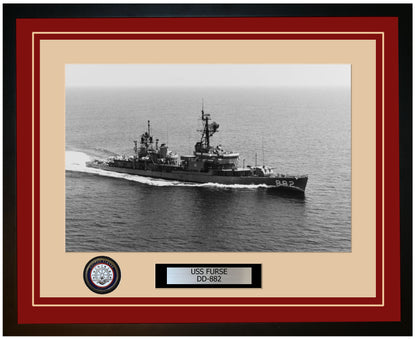 USS FURSE DD-882 Framed Navy Ship Photo Burgundy