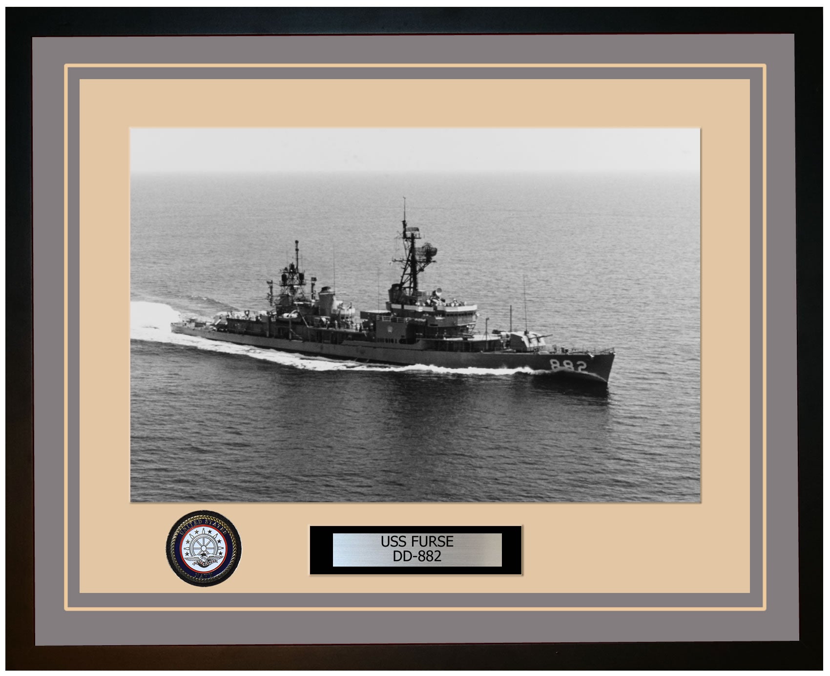 USS FURSE DD-882 Framed Navy Ship Photo Grey