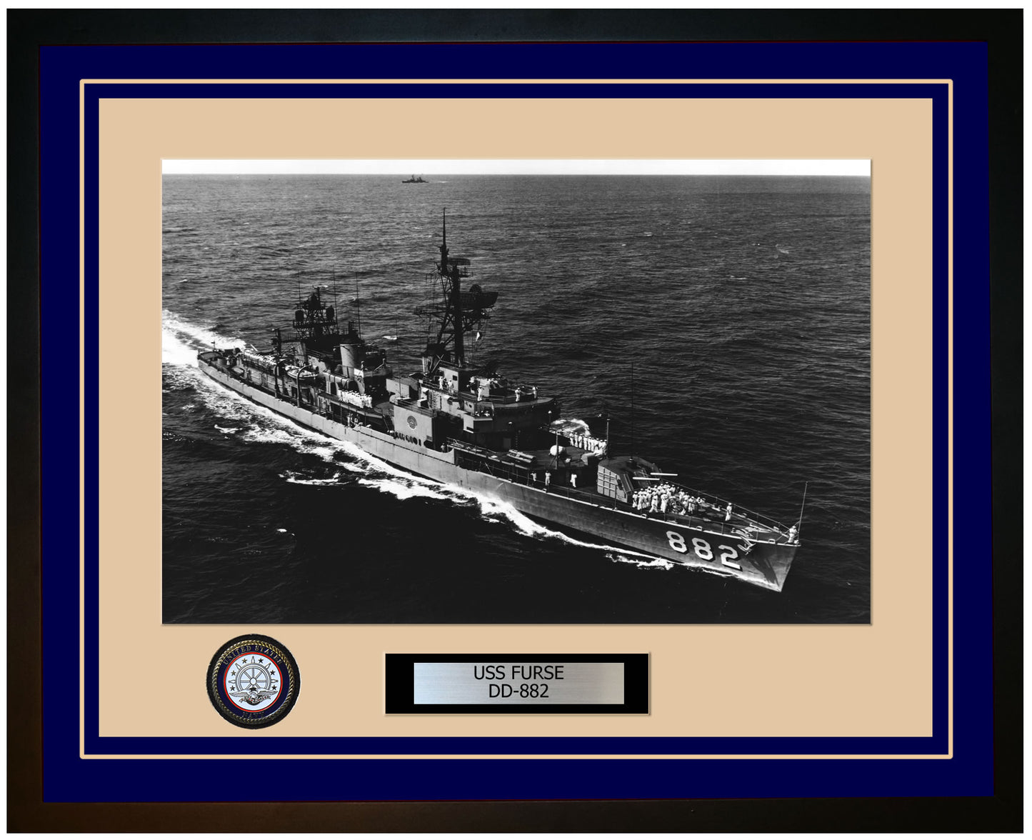 USS FURSE DD-882 Framed Navy Ship Photo Blue