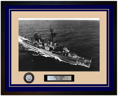 USS FURSE DD-882 Framed Navy Ship Photo Blue