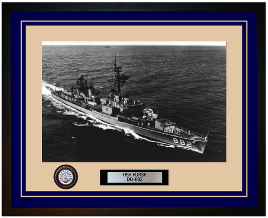 USS FURSE DD-882 Framed Navy Ship Photo Blue