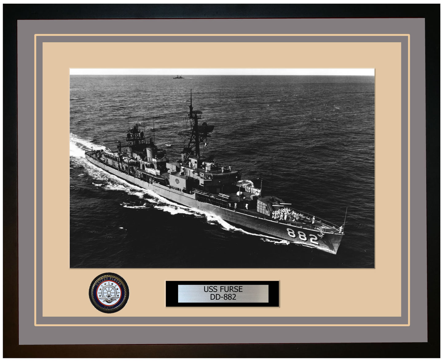 USS FURSE DD-882 Framed Navy Ship Photo Grey