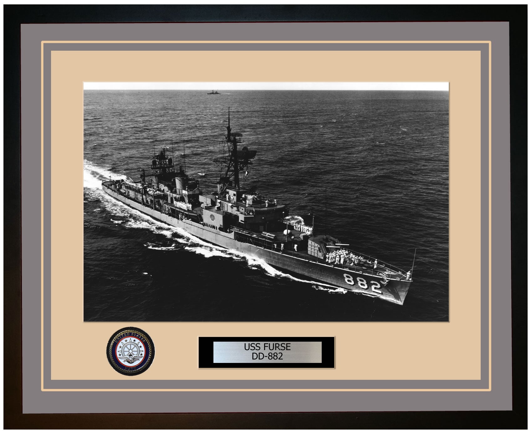 USS FURSE DD-882 Framed Navy Ship Photo Grey
