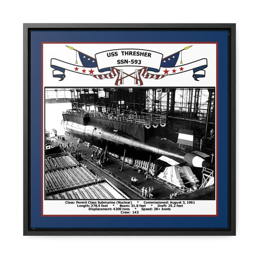 USS Thresher SSN-593 Navy Floating Frame Photo Front View