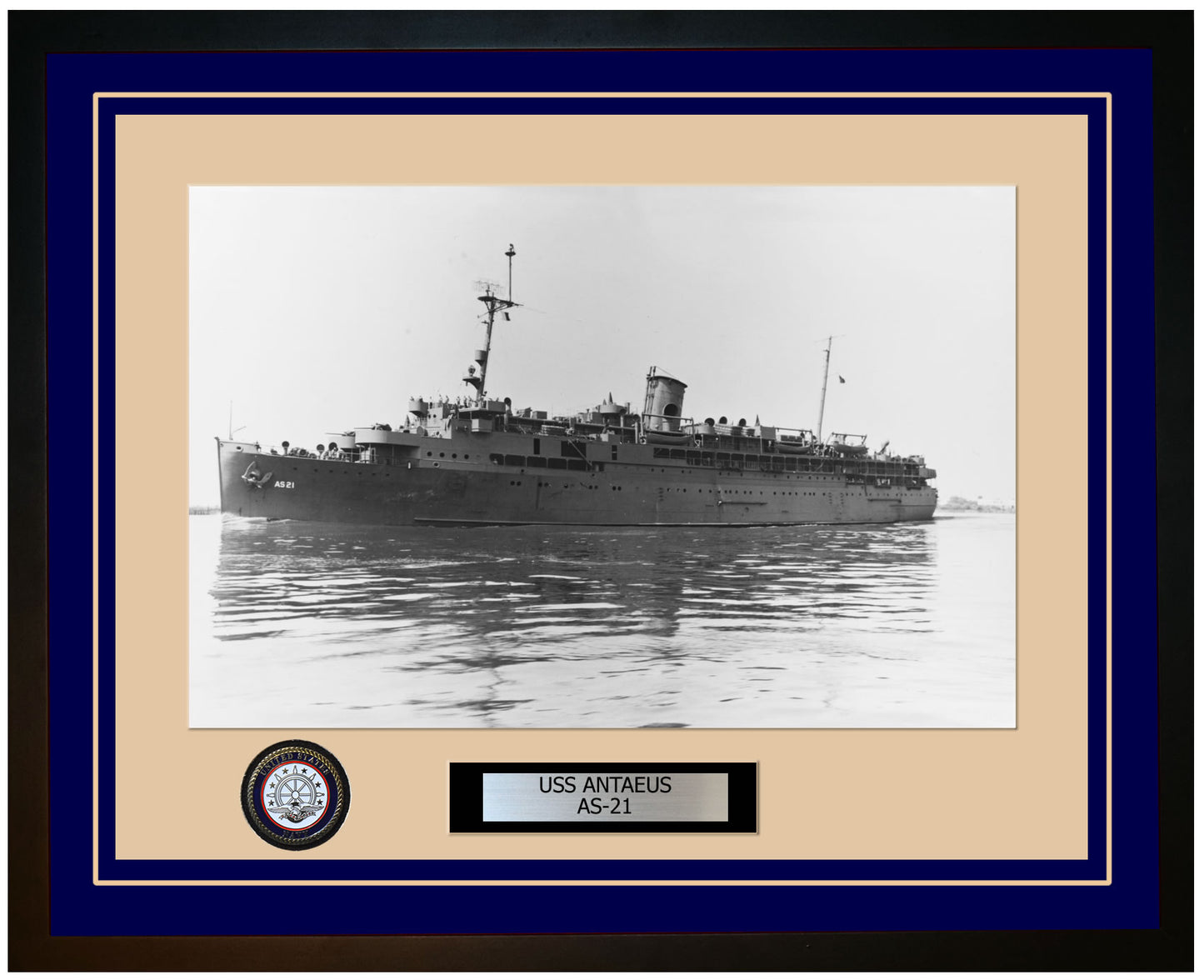 USS ANTAEUS AS-21 Framed Navy Ship Photo Blue