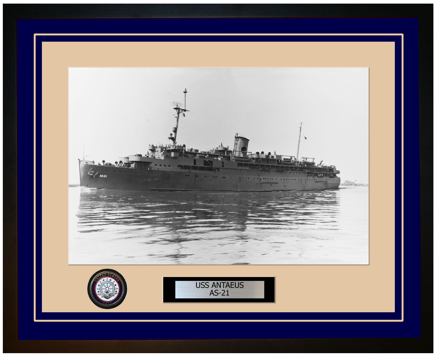 USS ANTAEUS AS-21 Framed Navy Ship Photo Blue