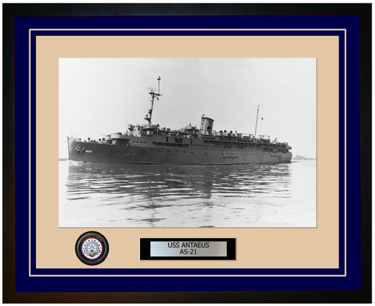 USS ANTAEUS AS-21 Framed Navy Ship Photo Blue