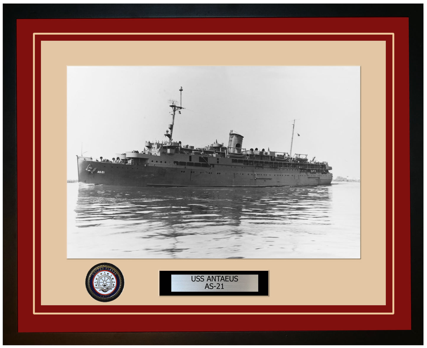 USS ANTAEUS AS-21 Framed Navy Ship Photo Burgundy