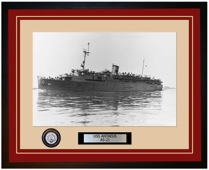 USS ANTAEUS AS-21 Framed Navy Ship Photo Burgundy