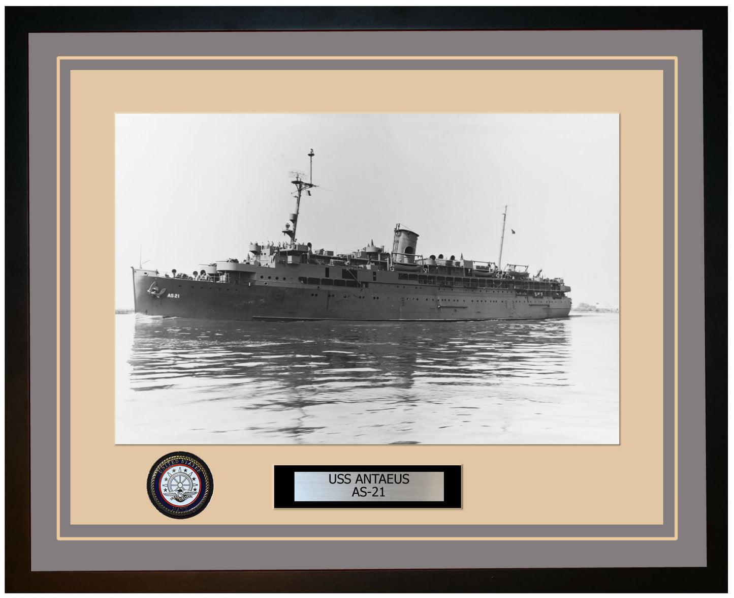 USS ANTAEUS AS-21 Framed Navy Ship Photo Grey