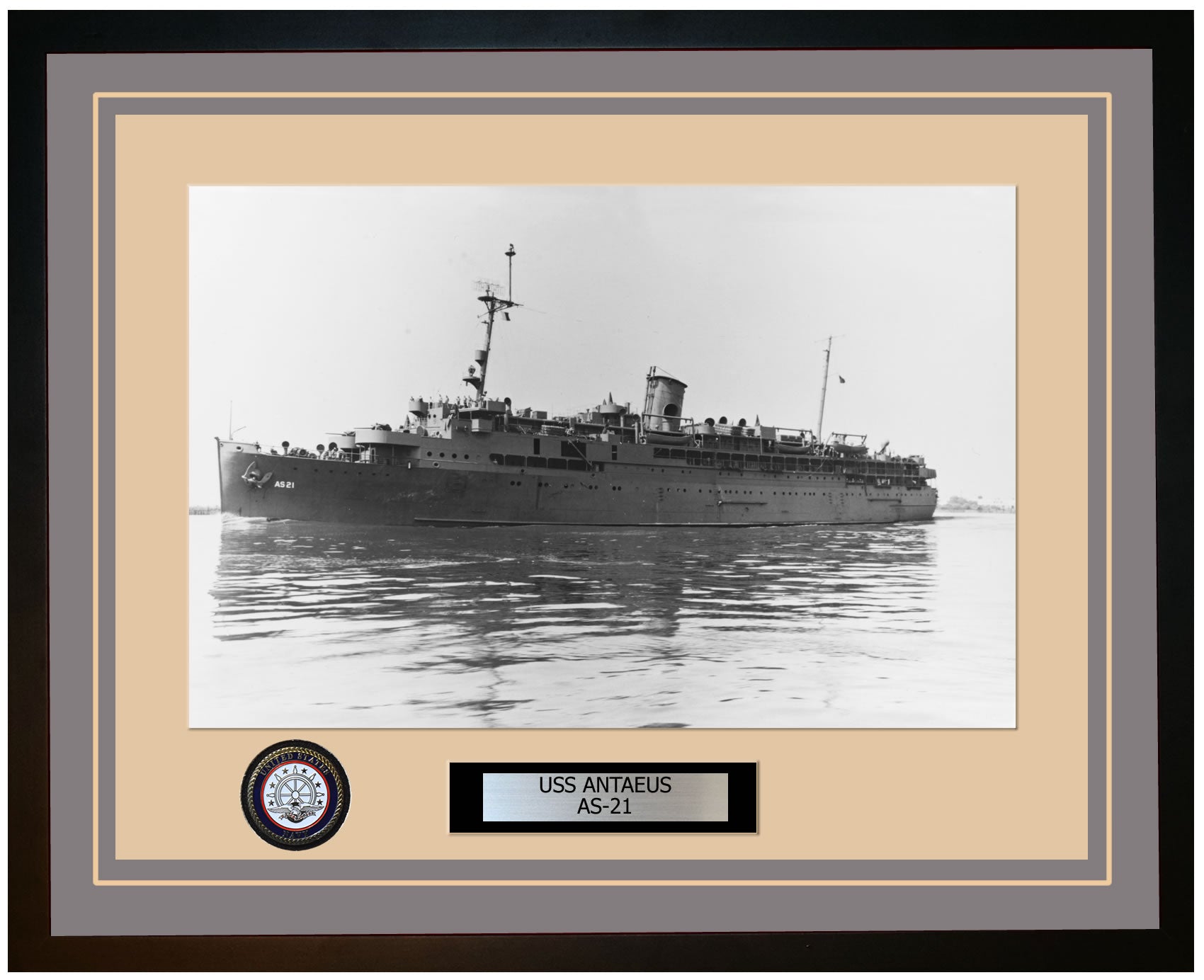 USS ANTAEUS AS-21 Framed Navy Ship Photo Grey