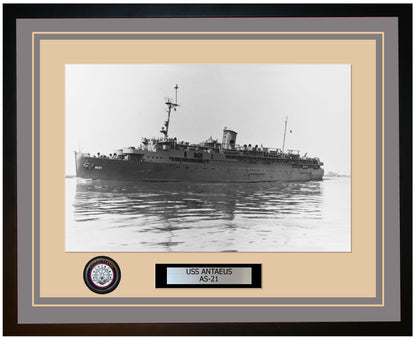 USS ANTAEUS AS-21 Framed Navy Ship Photo Grey