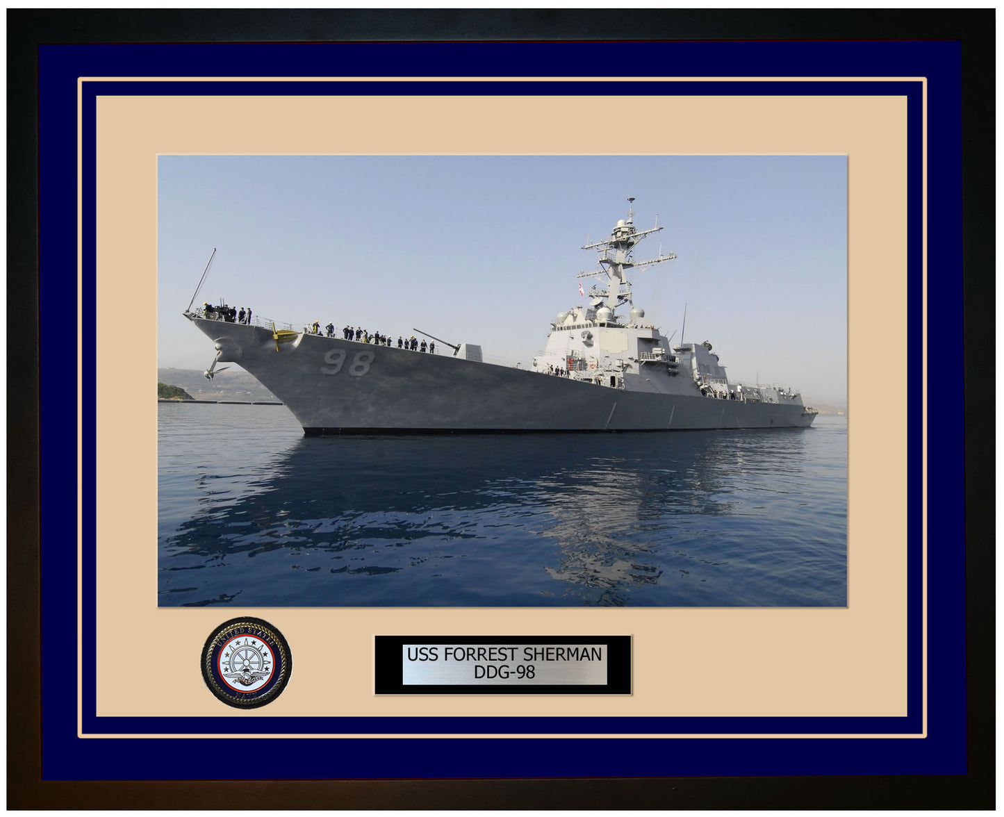 USS FORREST SHERMAN DDG-98 Framed Navy Ship Photo Blue