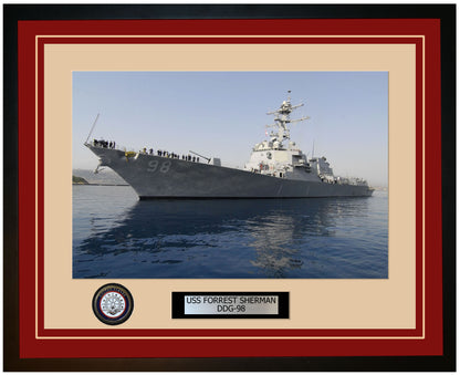 USS FORREST SHERMAN DDG-98 Framed Navy Ship Photo Burgundy