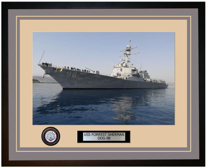 USS FORREST SHERMAN DDG-98 Framed Navy Ship Photo Grey