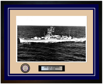 USS Van Voorhis DE-1028 Framed Navy Ship Photo Blue