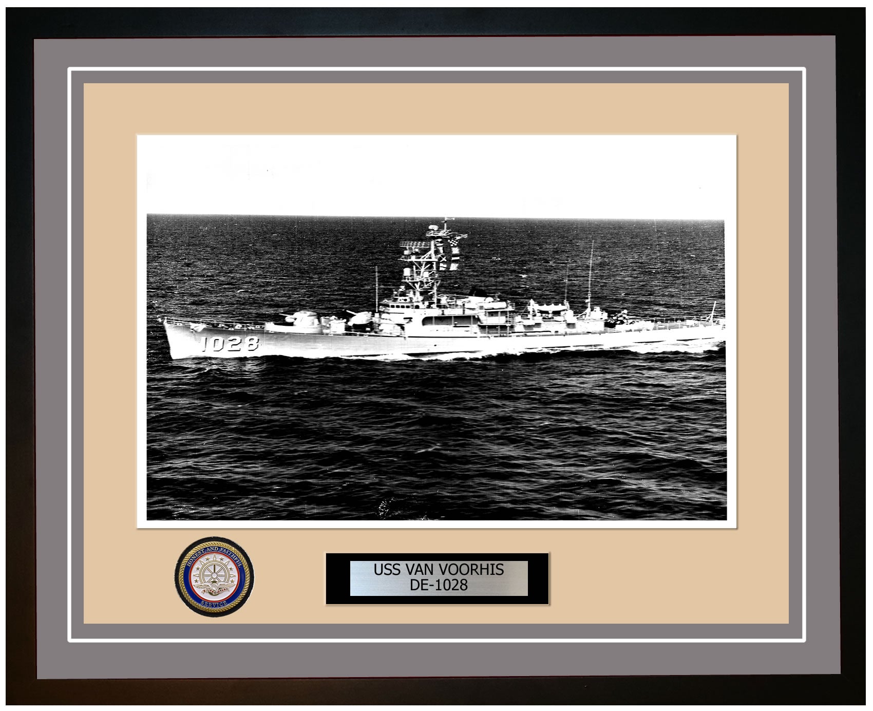 USS Van Voorhis DE-1028 Framed Navy Ship Photo Grey
