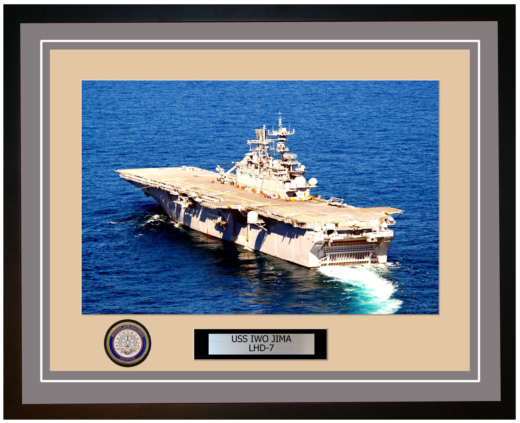 USS Iwo Jima LHD-7 Framed Navy Ship Photo Burgundy – Navy Emporium