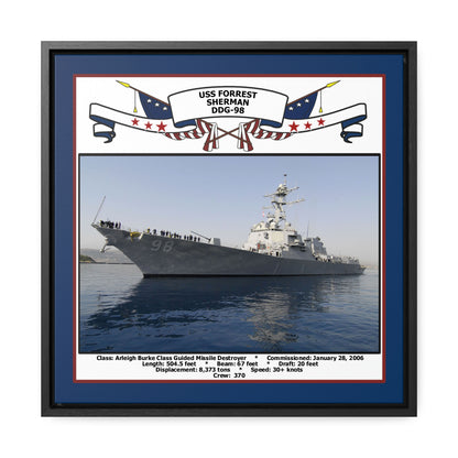 USS Forrest Sherman DDG-98 Navy Floating Frame Photo Front View
