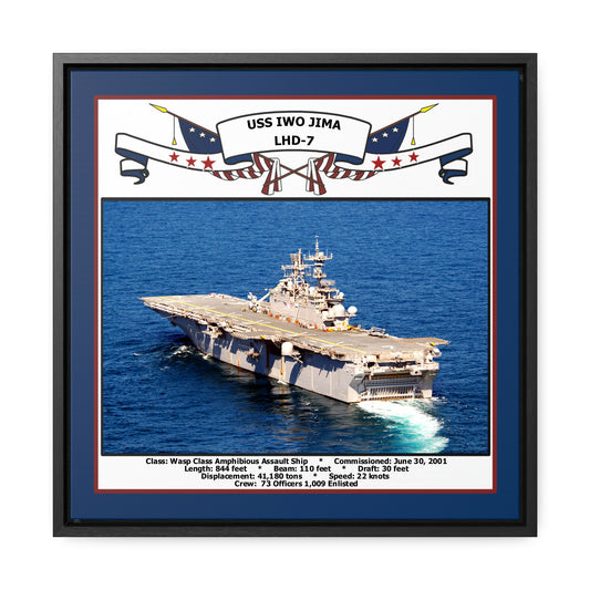 USS Iwo Jima LHD-7 Navy Floating Frame Photo Front View