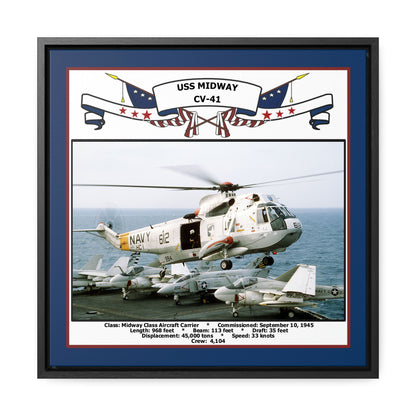 USS Midway CV-41 Navy Floating Frame Photo Front View