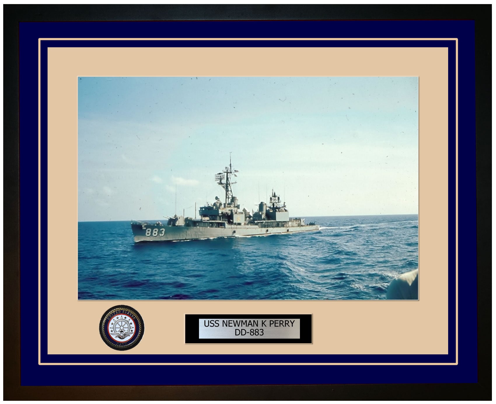 USS NEWMAN K PERRY DD-883 Framed Navy Ship Photo Blue