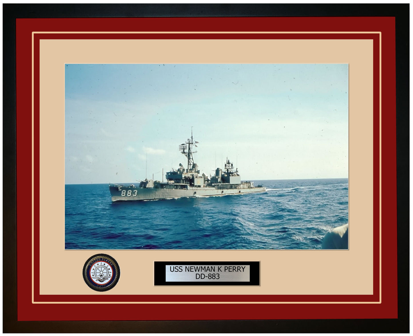 USS NEWMAN K PERRY DD-883 Framed Navy Ship Photo Burgundy