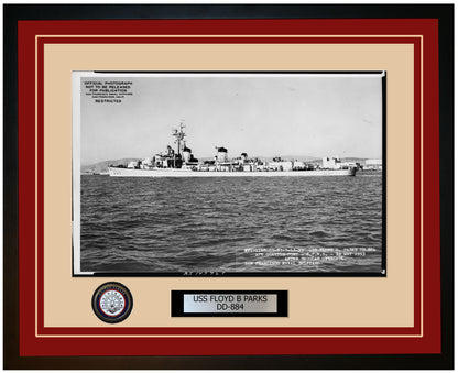 USS FLOYD B PARKS DD-884 Framed Navy Ship Photo Burgundy