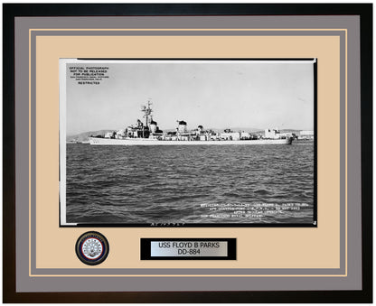 USS FLOYD B PARKS DD-884 Framed Navy Ship Photo Grey