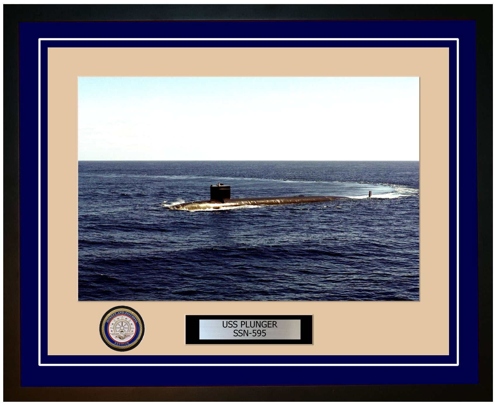 USS Plunger SSN-595 Framed Navy Ship Photo Blue