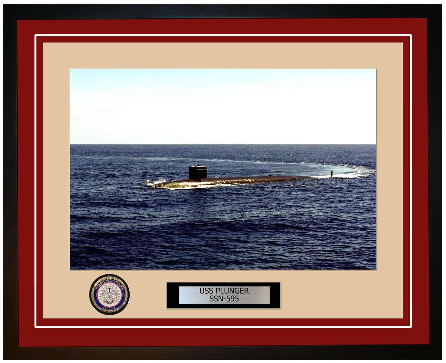 USS Plunger SSN-595 Framed Navy Ship Photo Burgundy