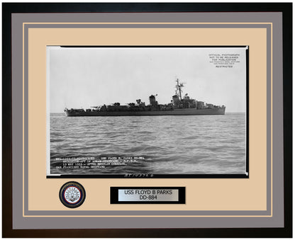 USS FLOYD B PARKS DD-884 Framed Navy Ship Photo Grey