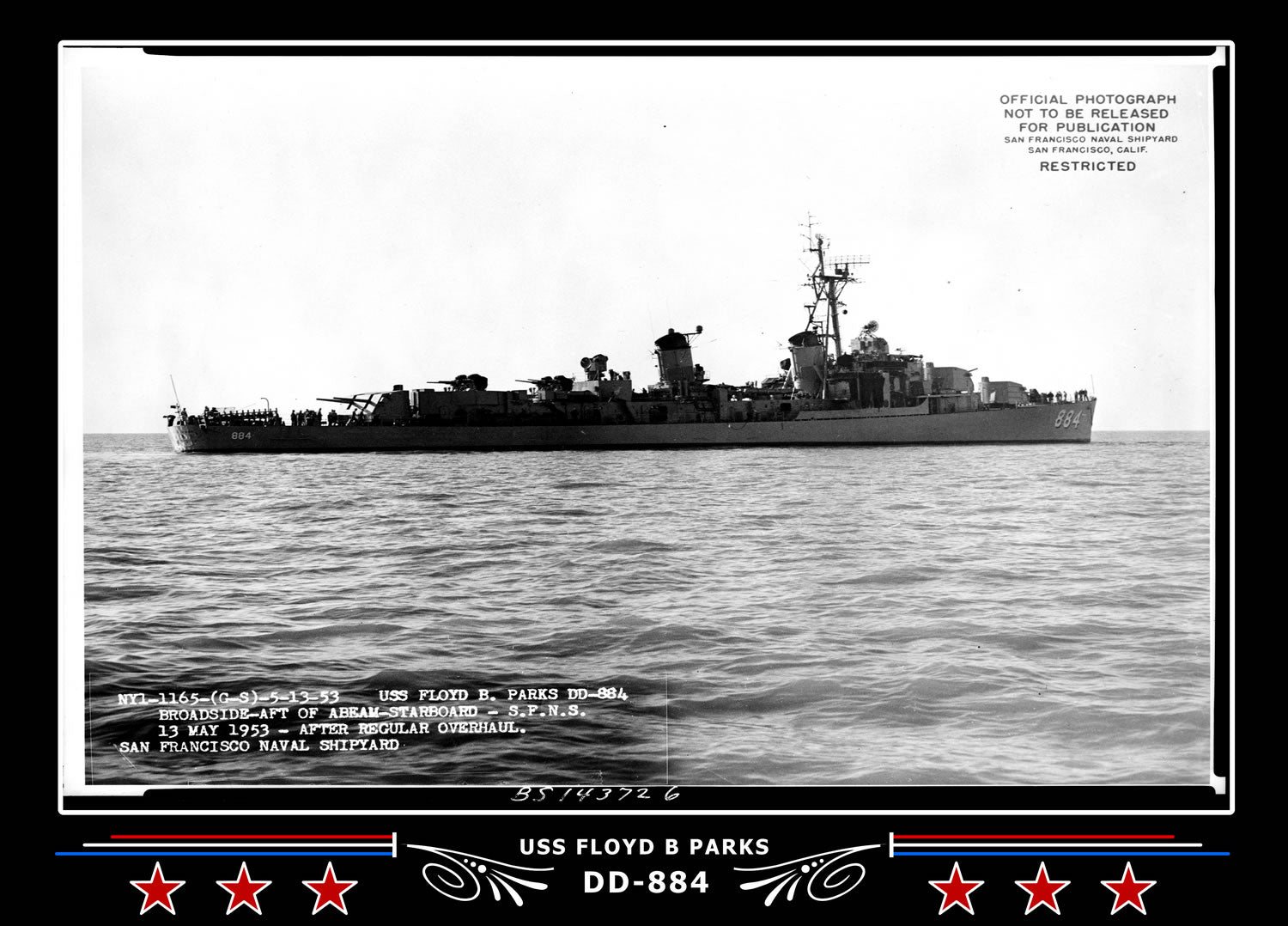 USS Floyd B Parks DD-884 Canvas Photo Print