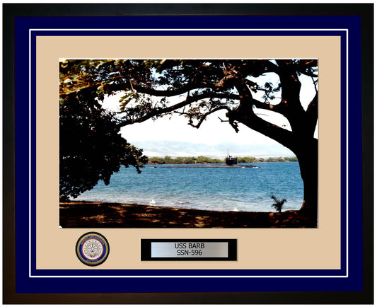 USS Barb SSN-596 Framed Navy Ship Photo Blue