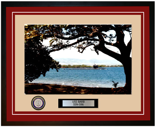 USS Barb SSN-596 Framed Navy Ship Photo Burgundy