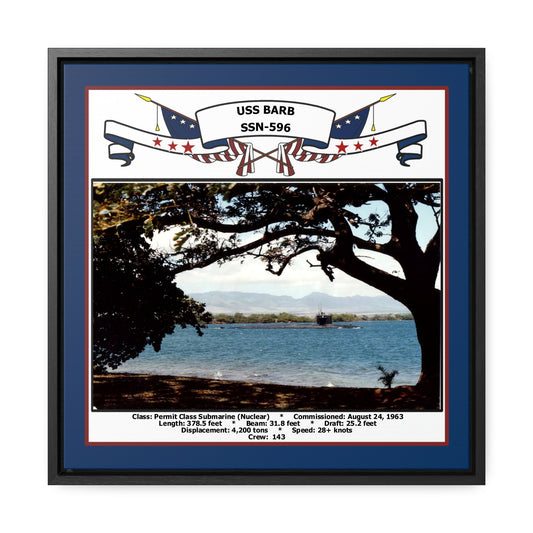 USS Barb SSN-596 Navy Floating Frame Photo Front View