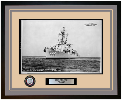USS ORLECK DD-886 Framed Navy Ship Photo Grey