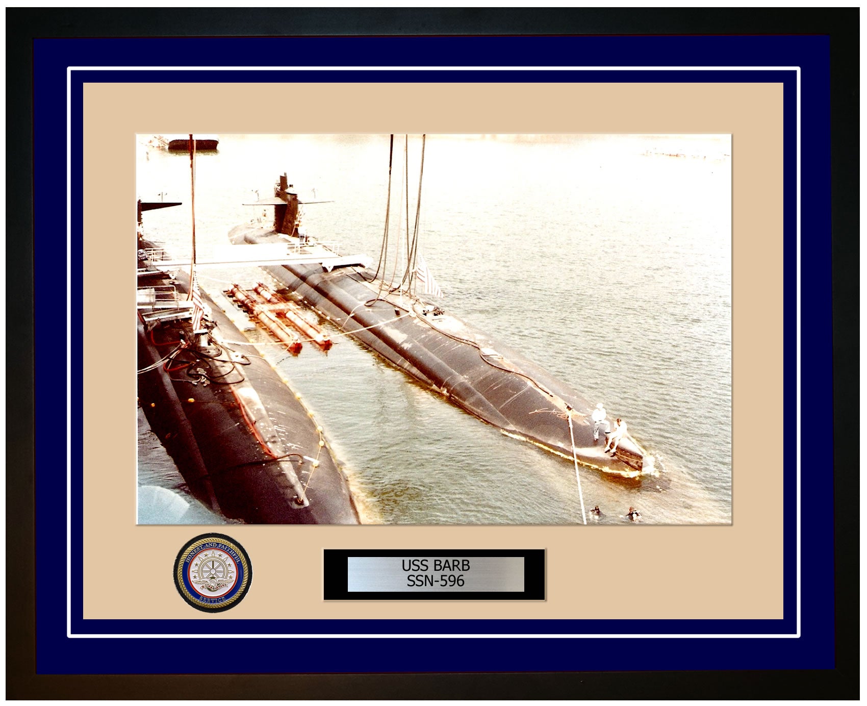 USS Barb SSN-596 Framed Navy Ship Photo Blue
