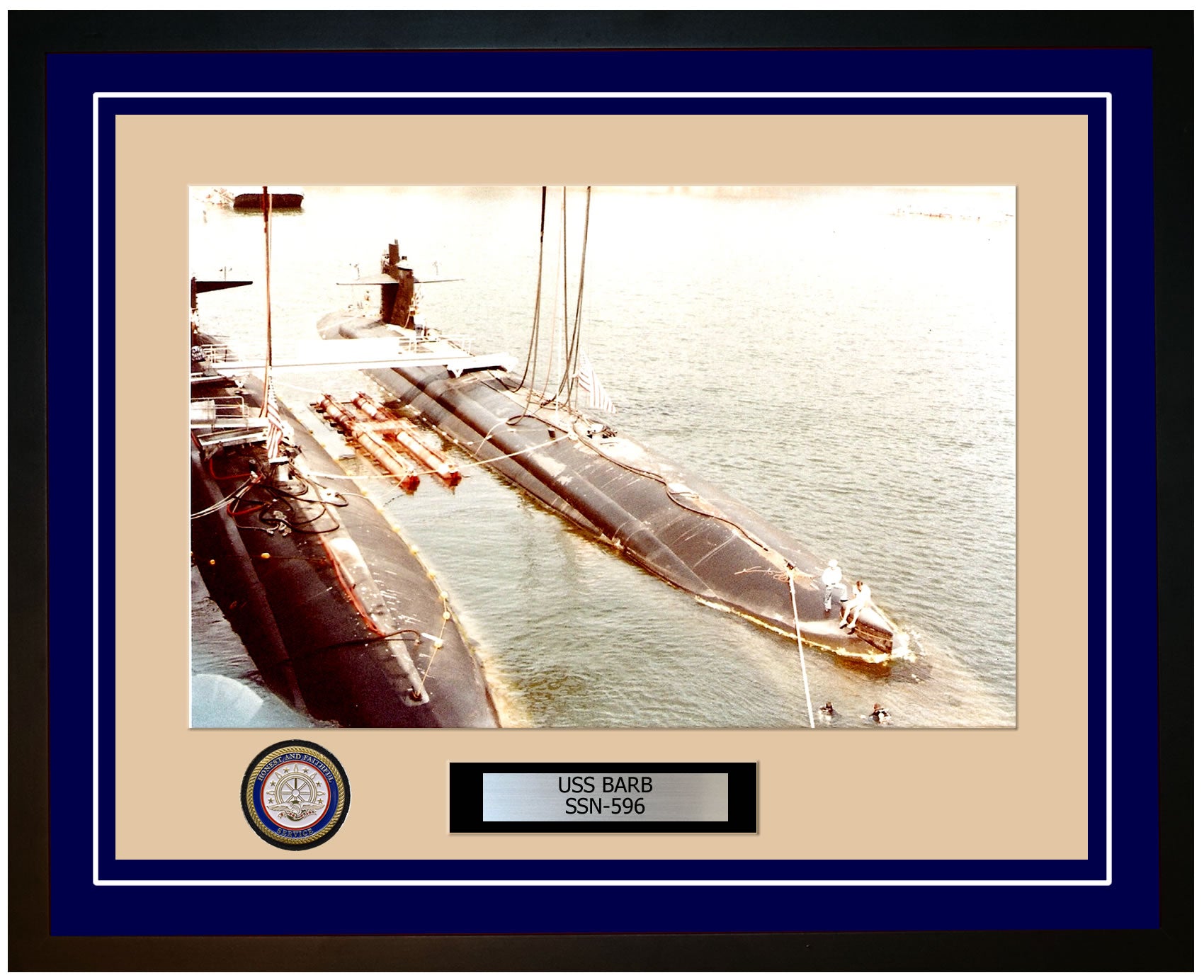 USS Barb SSN-596 Framed Navy Ship Photo Blue