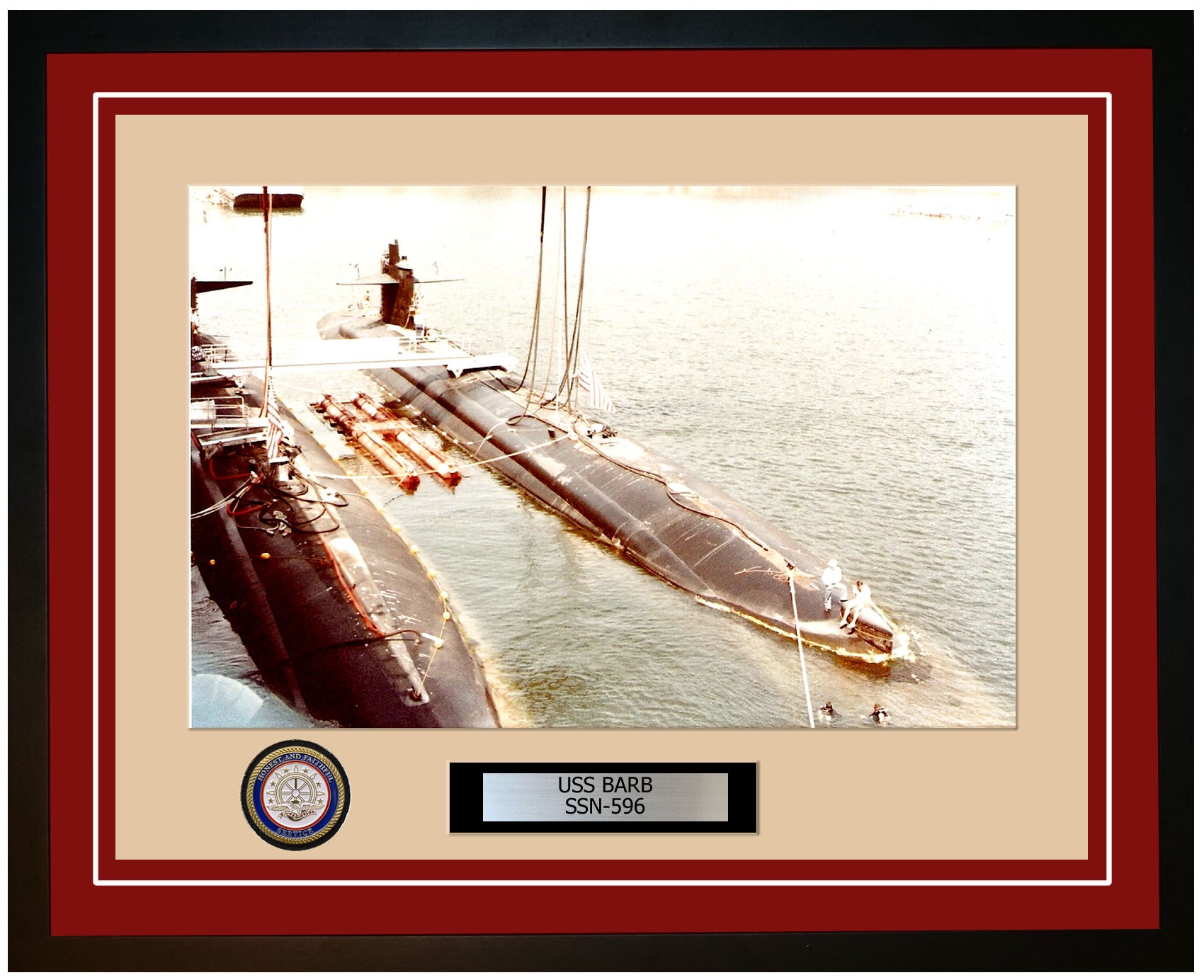 USS Barb SSN-596 Framed Navy Ship Photo Burgundy
