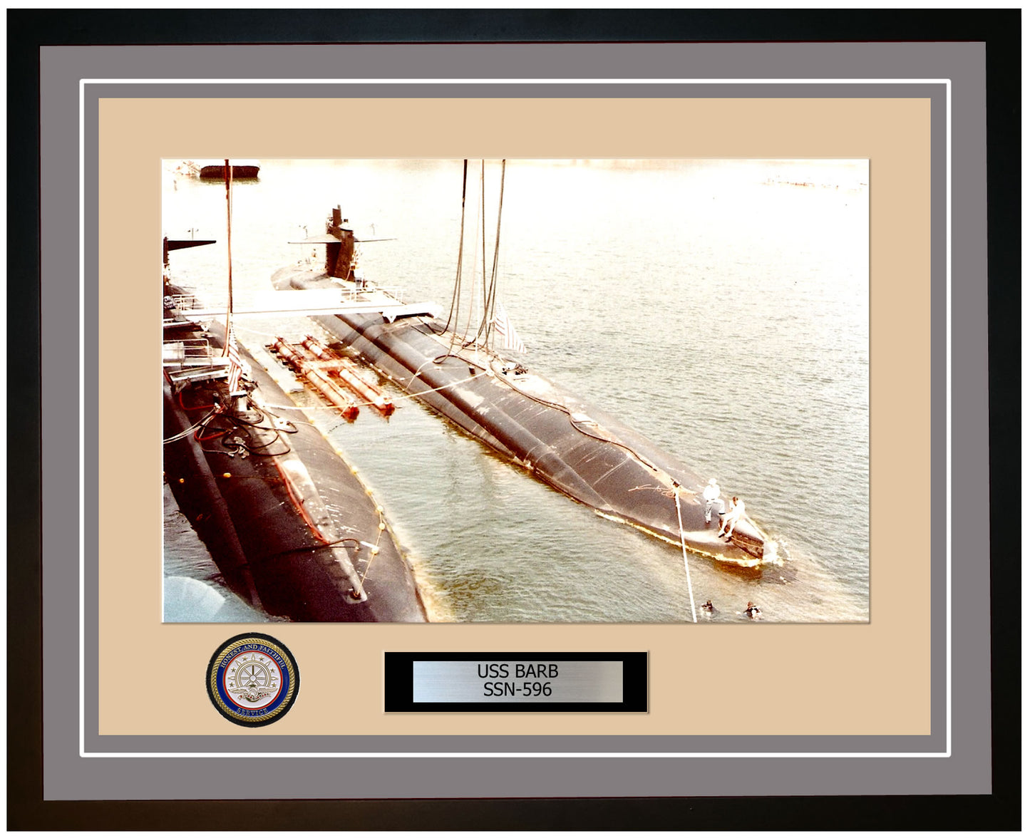 USS Barb SSN-596 Framed Navy Ship Photo Grey