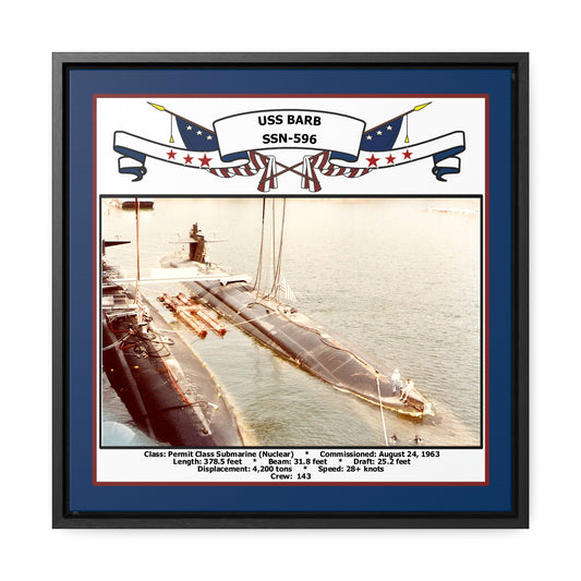USS Barb SSN-596 Navy Floating Frame Photo Front View