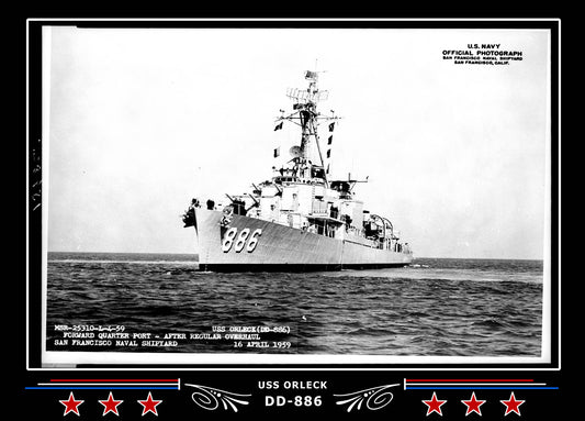 USS Orleck DD-886 Canvas Photo Print