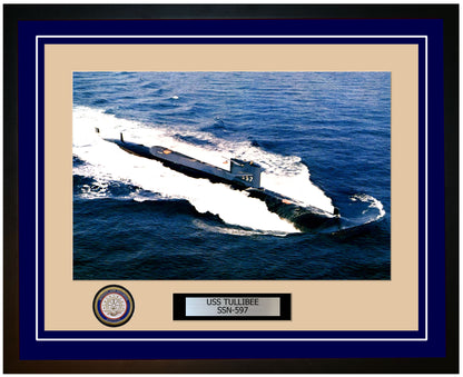 USS Tullibee SSN-597 Framed Navy Ship Photo Blue