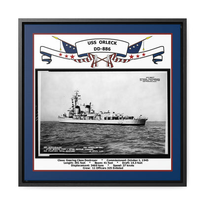 USS Orleck DD-886 Navy Floating Frame Photo Front View
