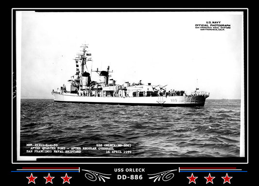 USS Orleck DD-886 Canvas Photo Print
