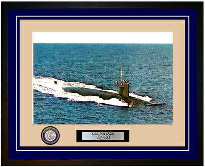 USS Pollack SSN-603 Framed Navy Ship Photo Blue