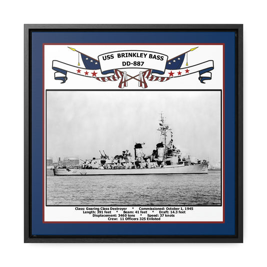 USS Brinkley Bass DD-887 Navy Floating Frame Photo Front View
