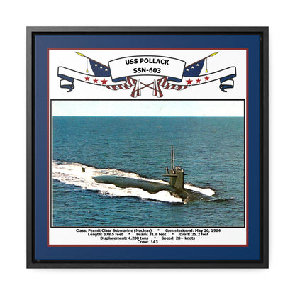 USS Pollack SSN-603 Navy Floating Frame Photo Front View