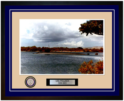 USS Pollack SSN-603 Framed Navy Ship Photo Blue